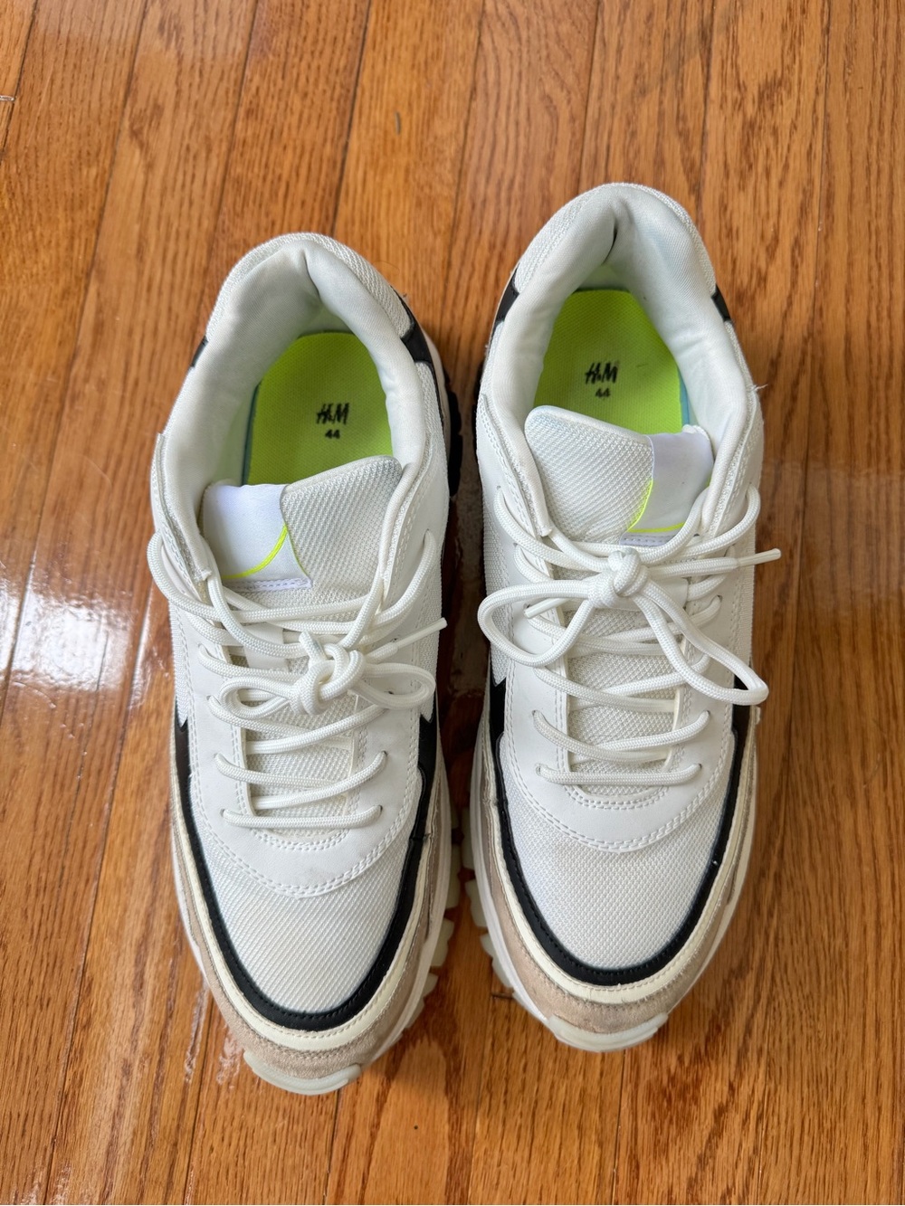 Men's H&M White Beige Chunky Sneakers Shoes Size 10.5 U.S. 44 Europe